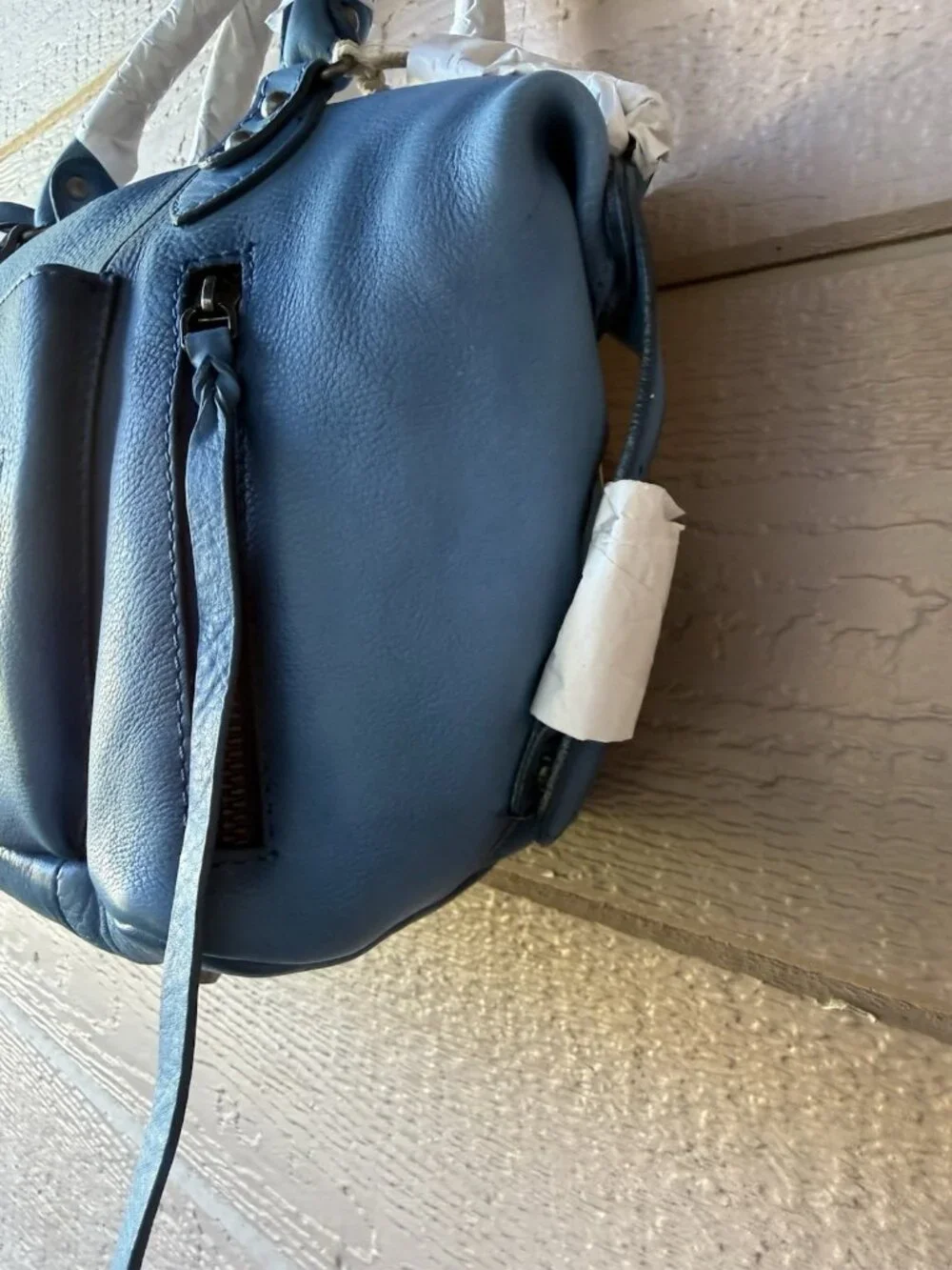Free People Baby Emerson Santorini Blue Leather Satchel Tote Crossbody Bag NWT - Picture 3 of 9